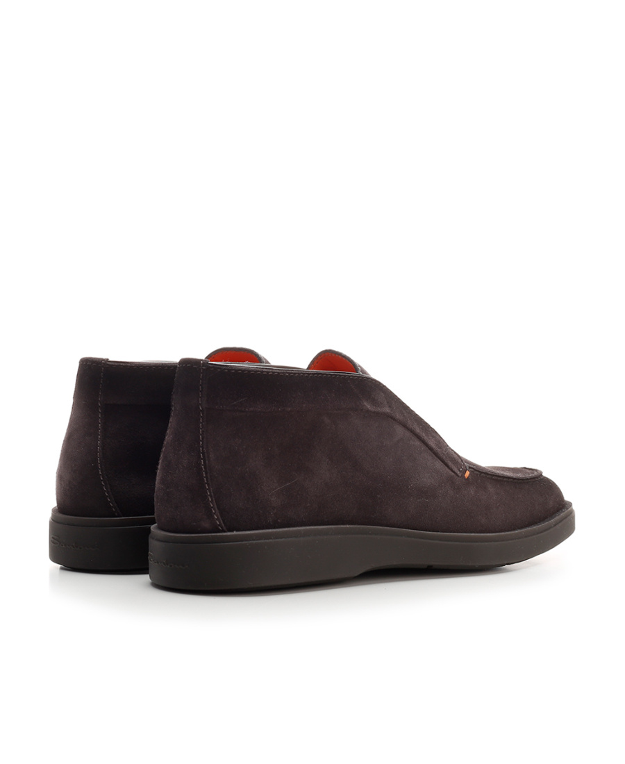 Santoni Slip-on Suede Boots In Black