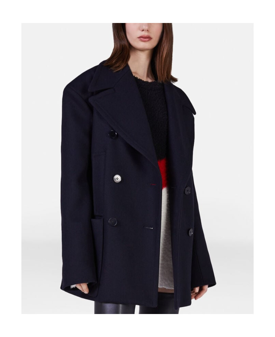 Stella Mccartney Double-breasted Wool Coat In Black