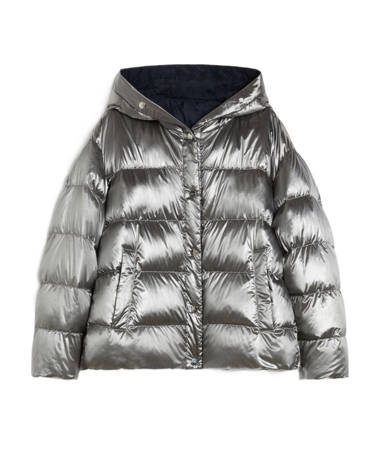 Max Mara Double-sided Down Jacket In Gray