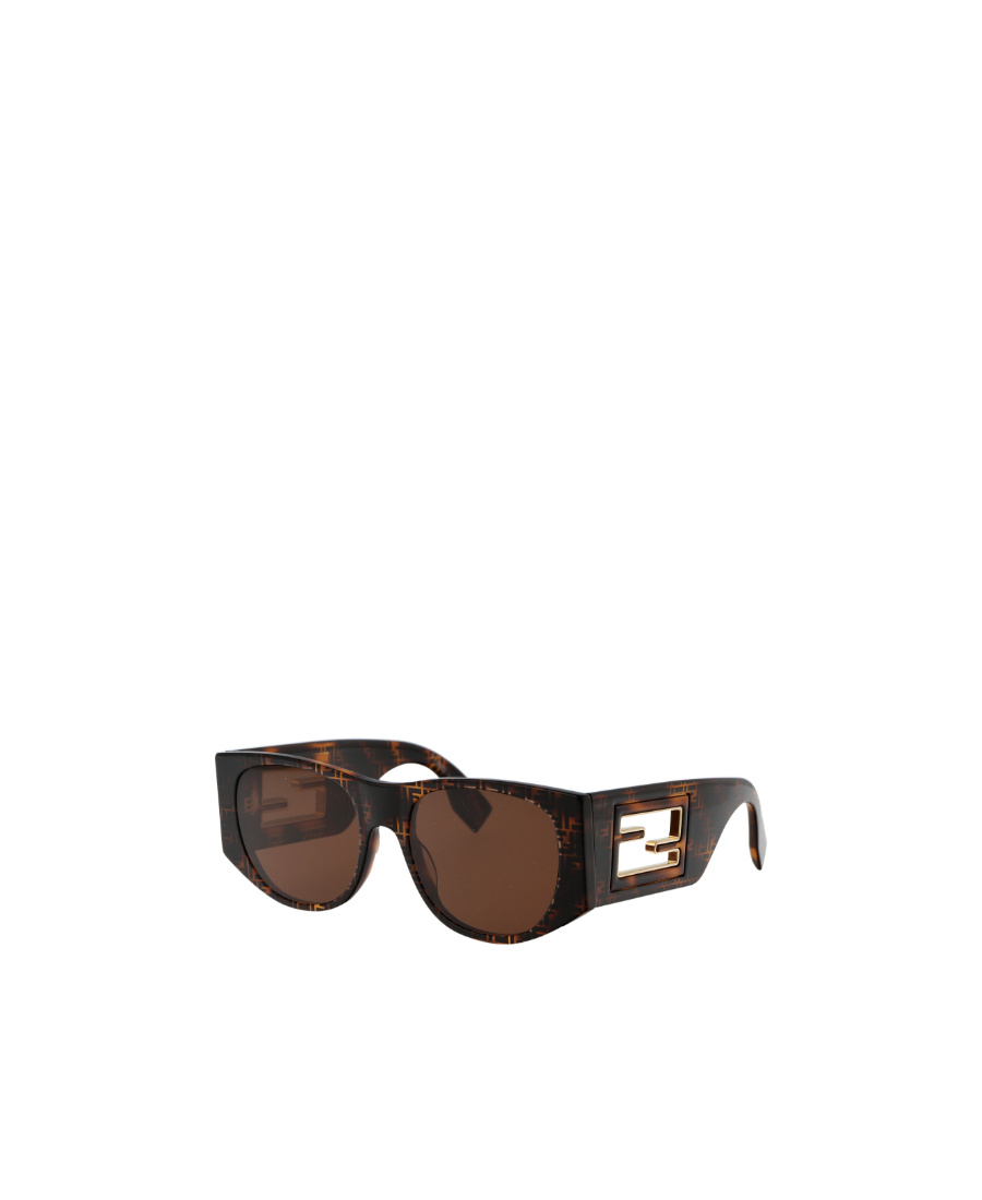 Fendi Baguette Monogram-print Sunglasses In Brown