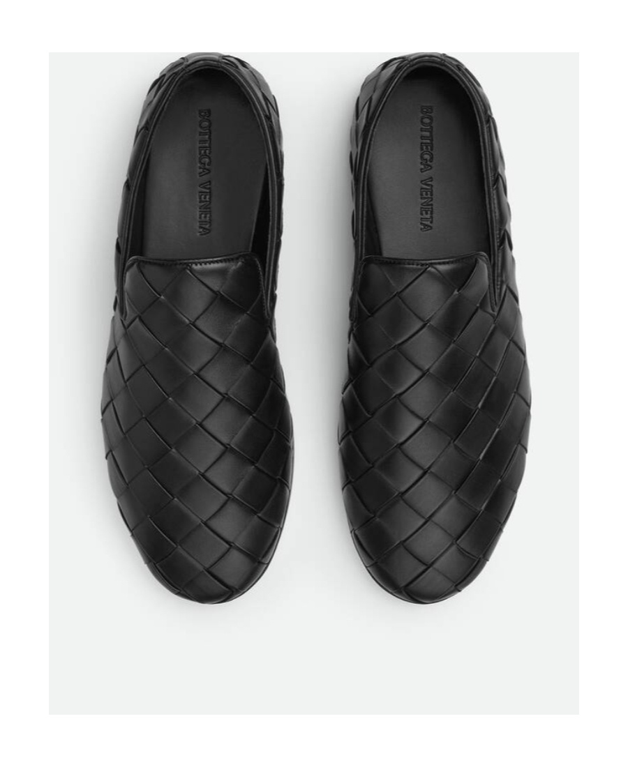 Bottega Veneta Sawyer Blue Slip-on Sneakers With Logo Detail And Intreccio Motif In Leather Man In Black