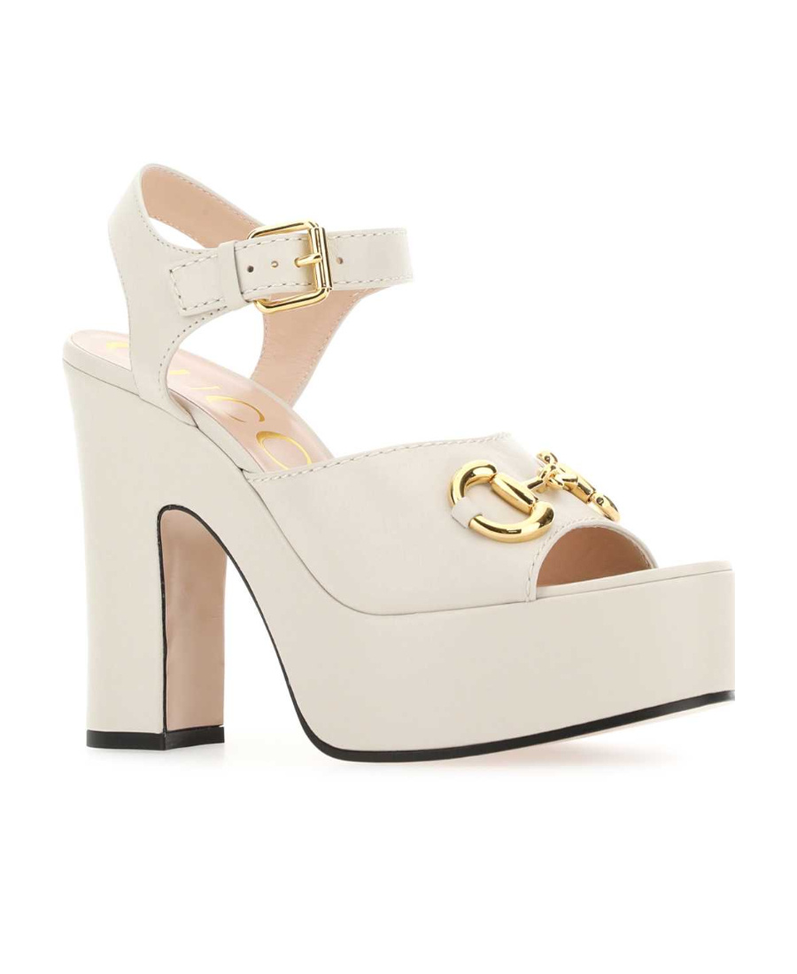 Gucci Horsebit Detail Platform Sandals In White