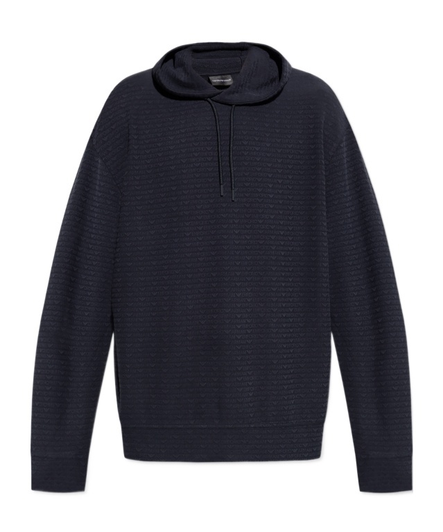 Emporio Armani Men's Allover Logo Hoodie In Black