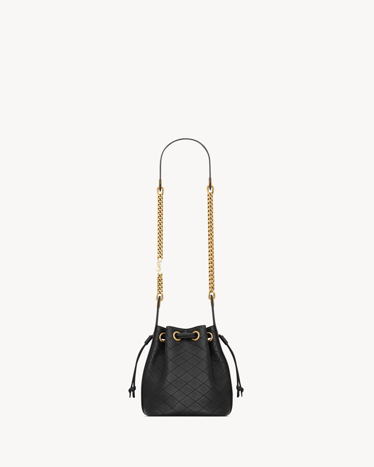 Saint Laurent Cassandre Bucket Bag In Lambskin In Black