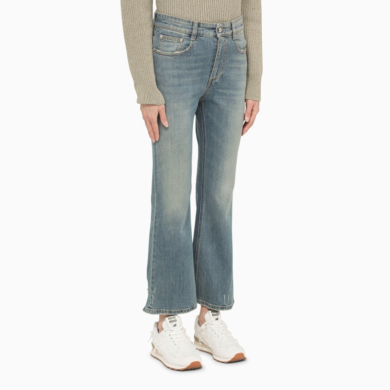 Stella Mccartney Distressed Bootcut Jeans In Gray