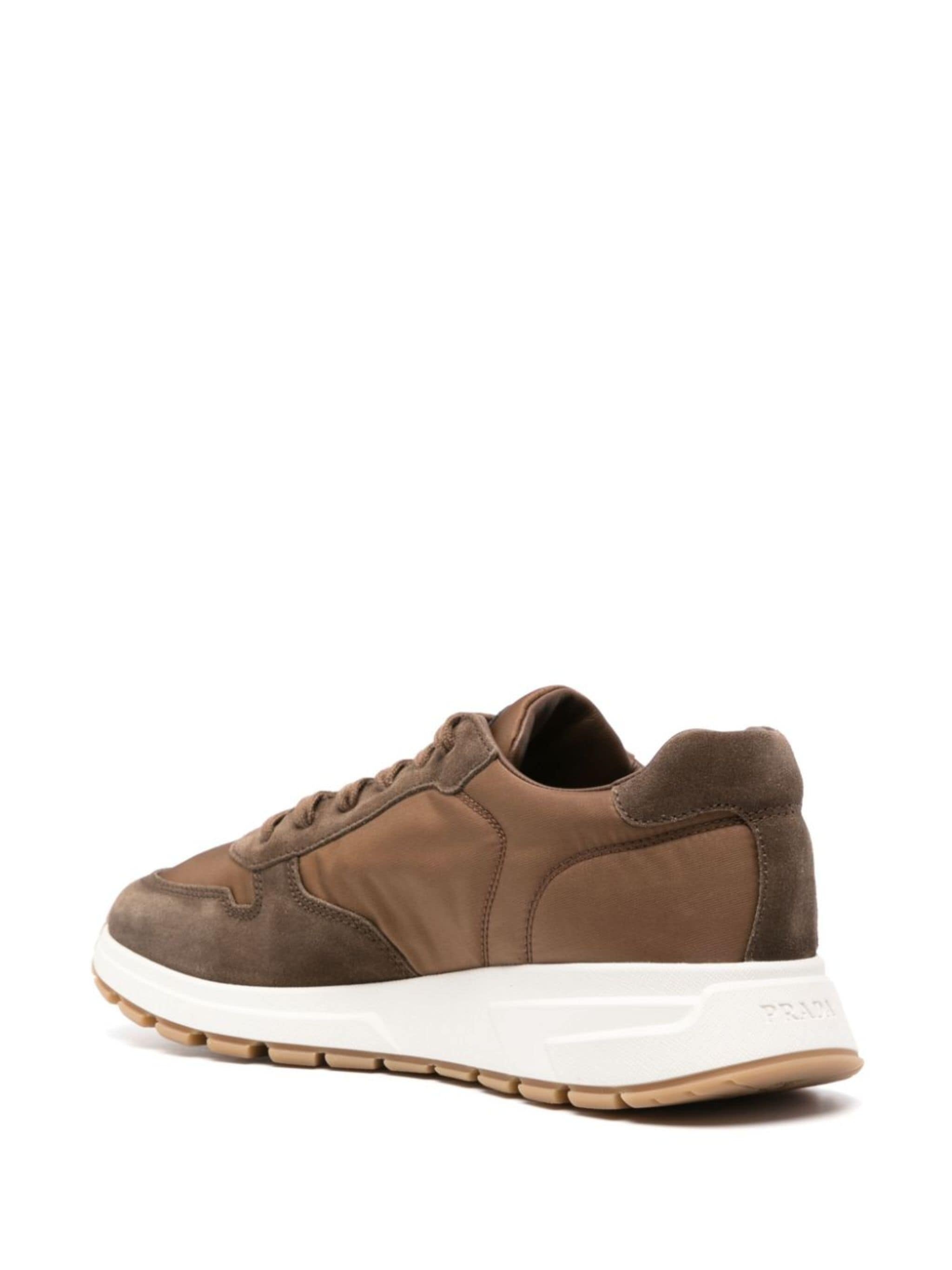 Prada Suede Low-top Sneakers Rubber Sole In Brown