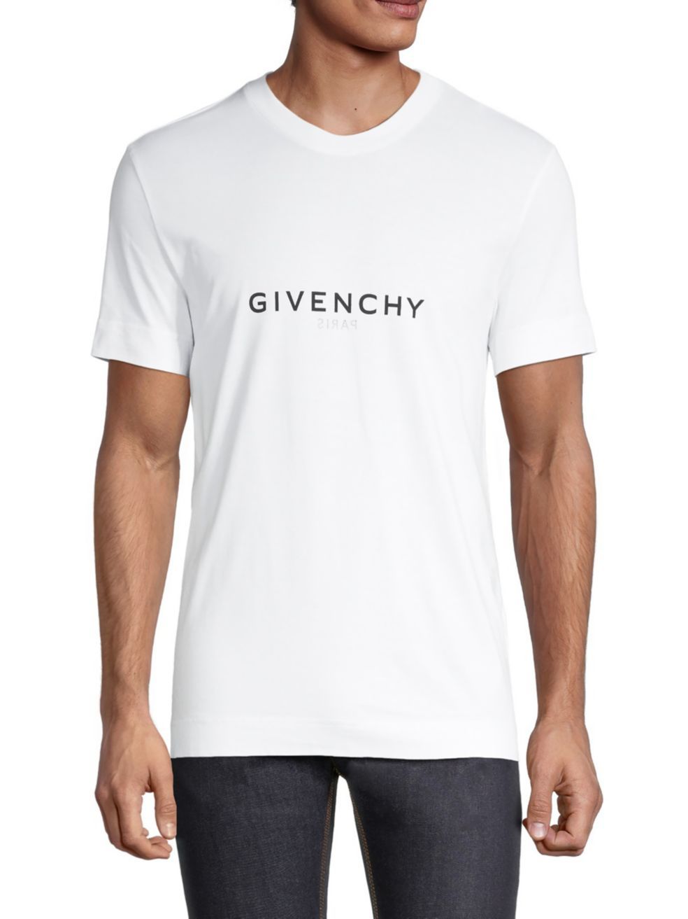 Givenchy White Crewneck T-shirt With Logo Print In Cotton Man In White