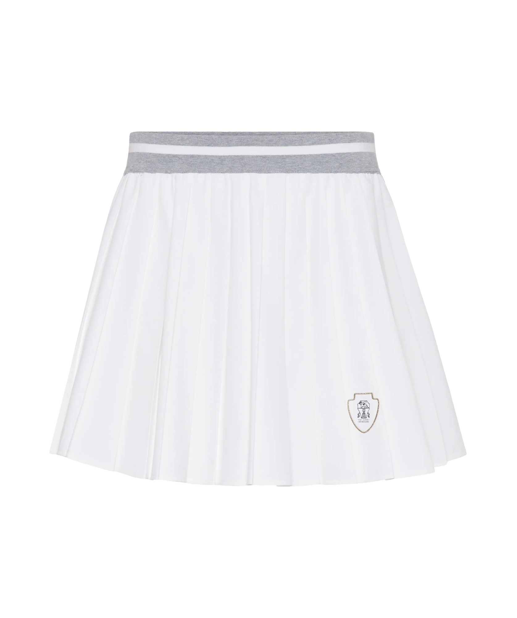 Brunello Cucinelli Techno Poplin Pleated Mini Skirt In White