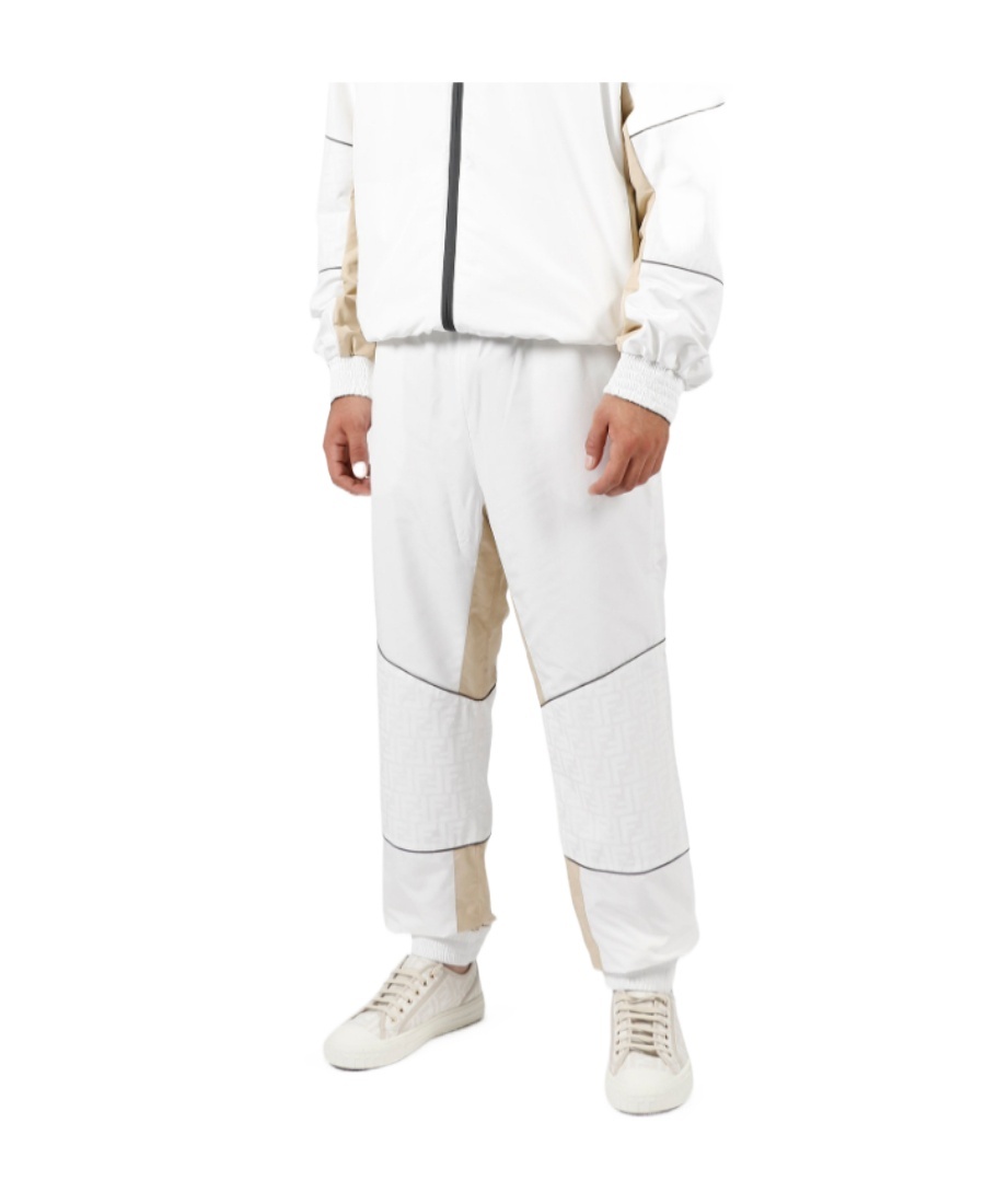 Fendi Contrasting-panel Detail Track Pants In White