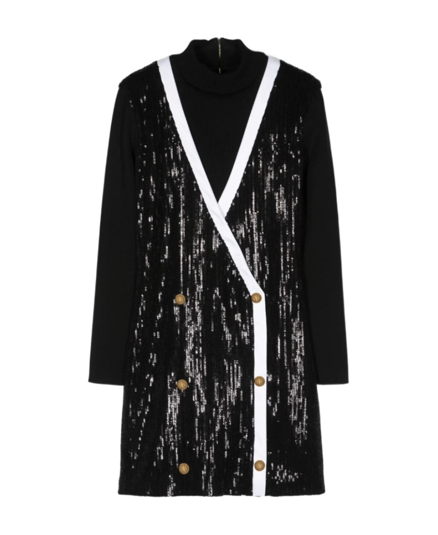 Balmain High-neck Sequinned Dress In Black