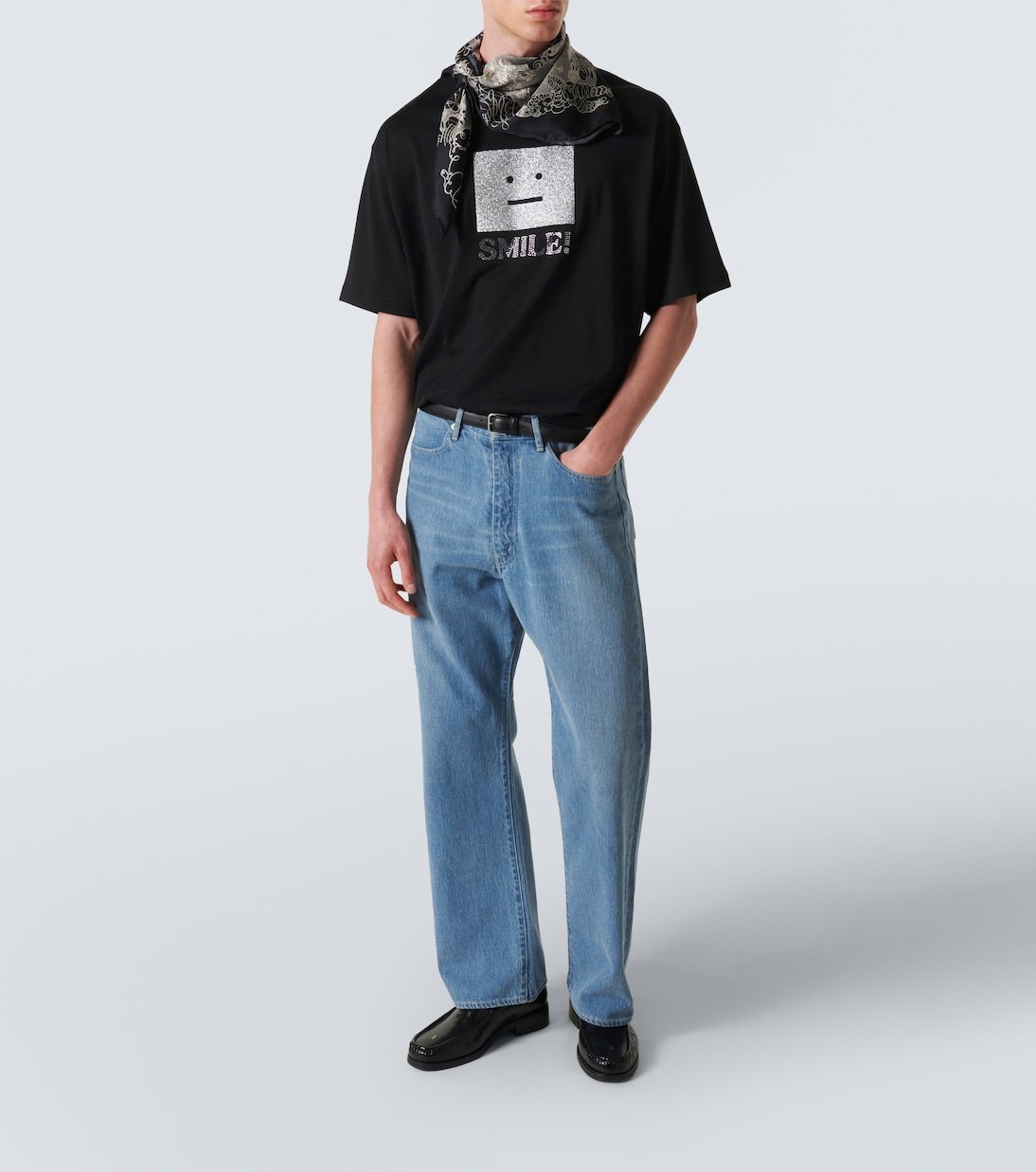 Acne Studios Face Smile Oversize T-shirt In Black