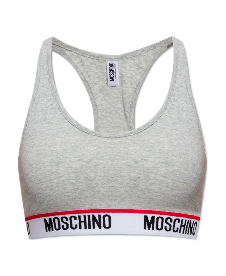 Moschino Logo Underband Sports Bra In Gray