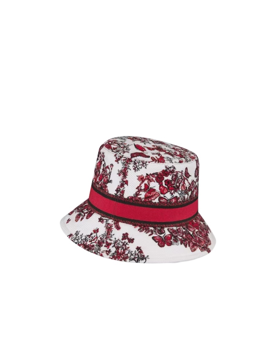 Dior D-bobbyle Cœur Des Papillons Small Brim Bucket Hat In Red