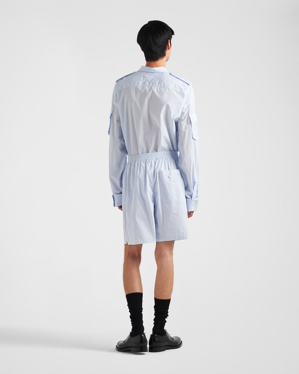 Prada Striped Cotton Deck Shorts In White
