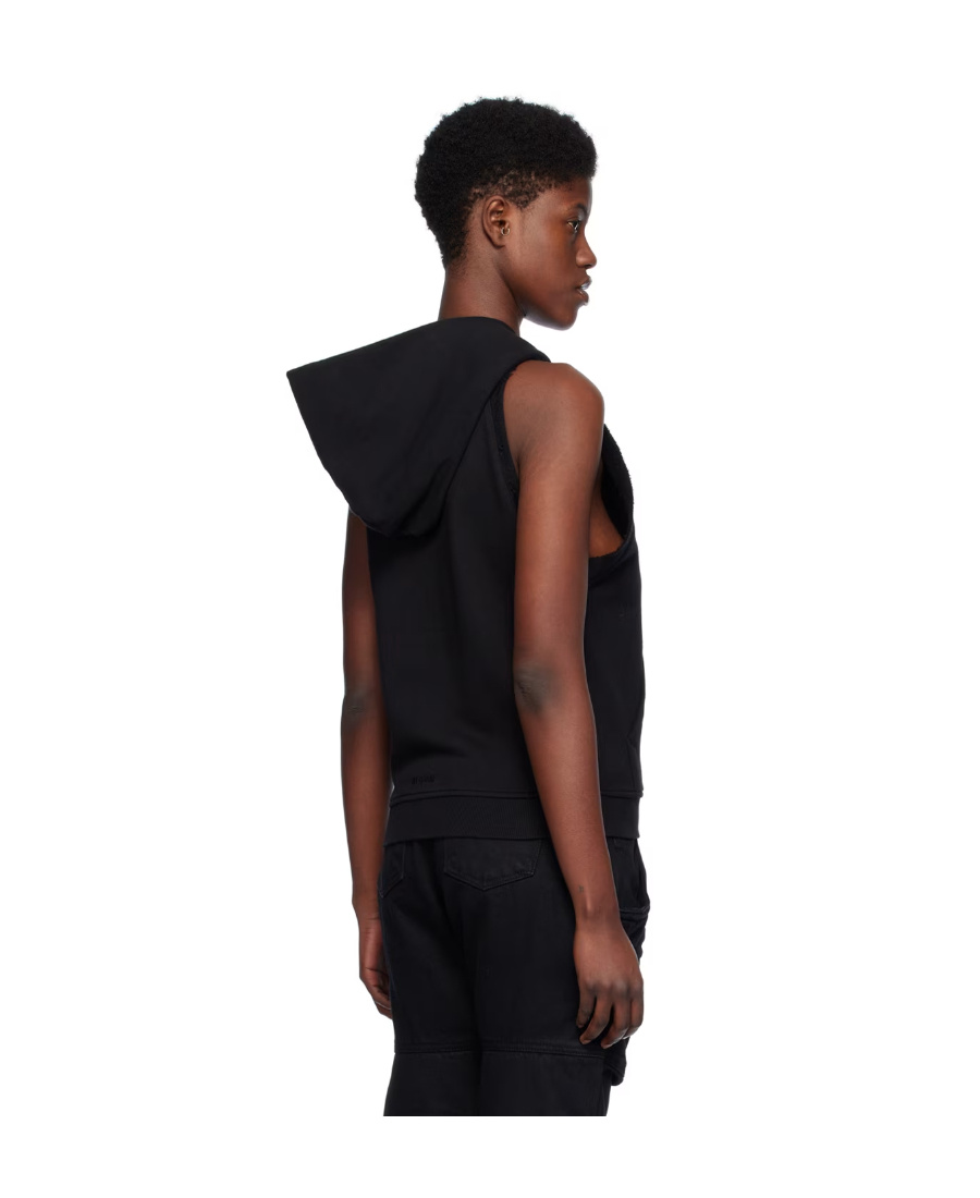We11 Done Sleeveless Hooded Vest In Black