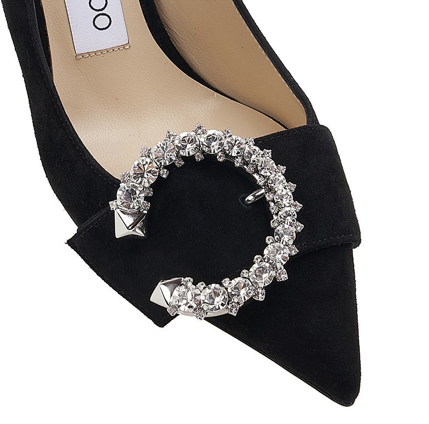 Jimmy Choo Melva 90 Embellished Suede Pumps In Black