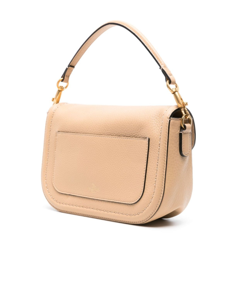 Valentino Maxi-vlogo Leather Bag In Nude