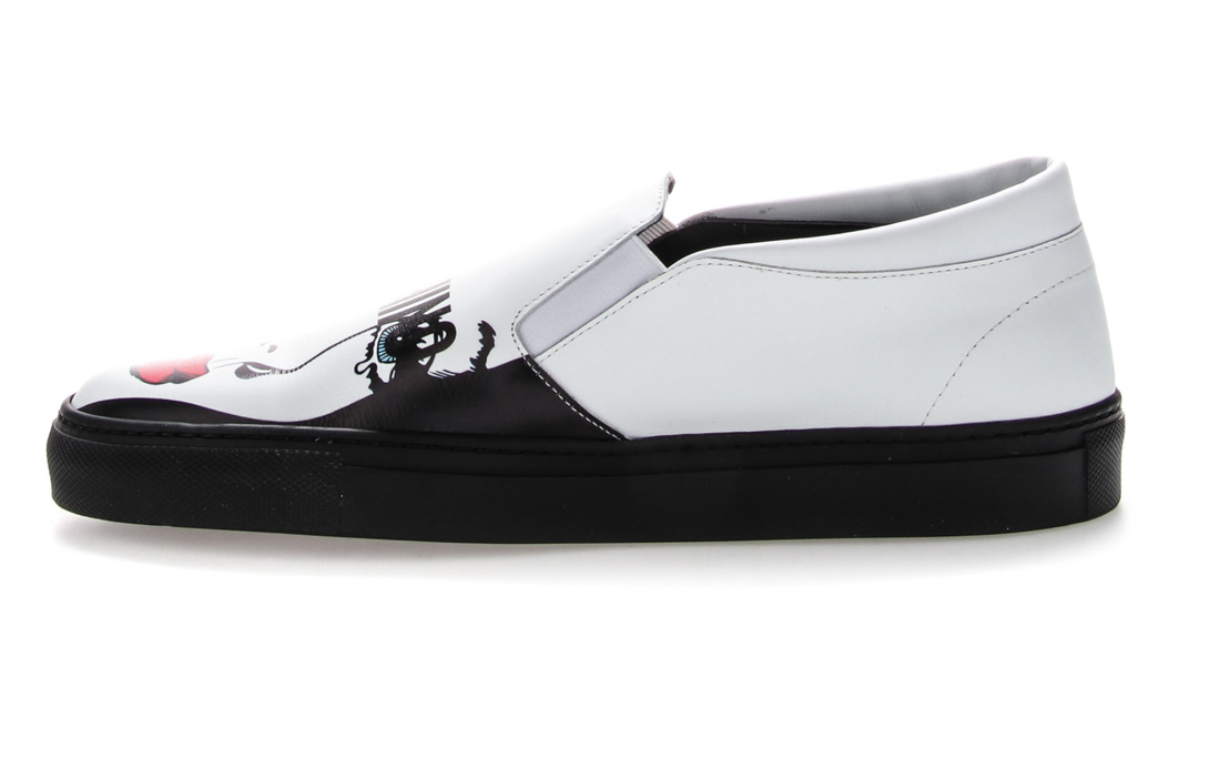 Moschino Portrait Print Cover Shoes In White