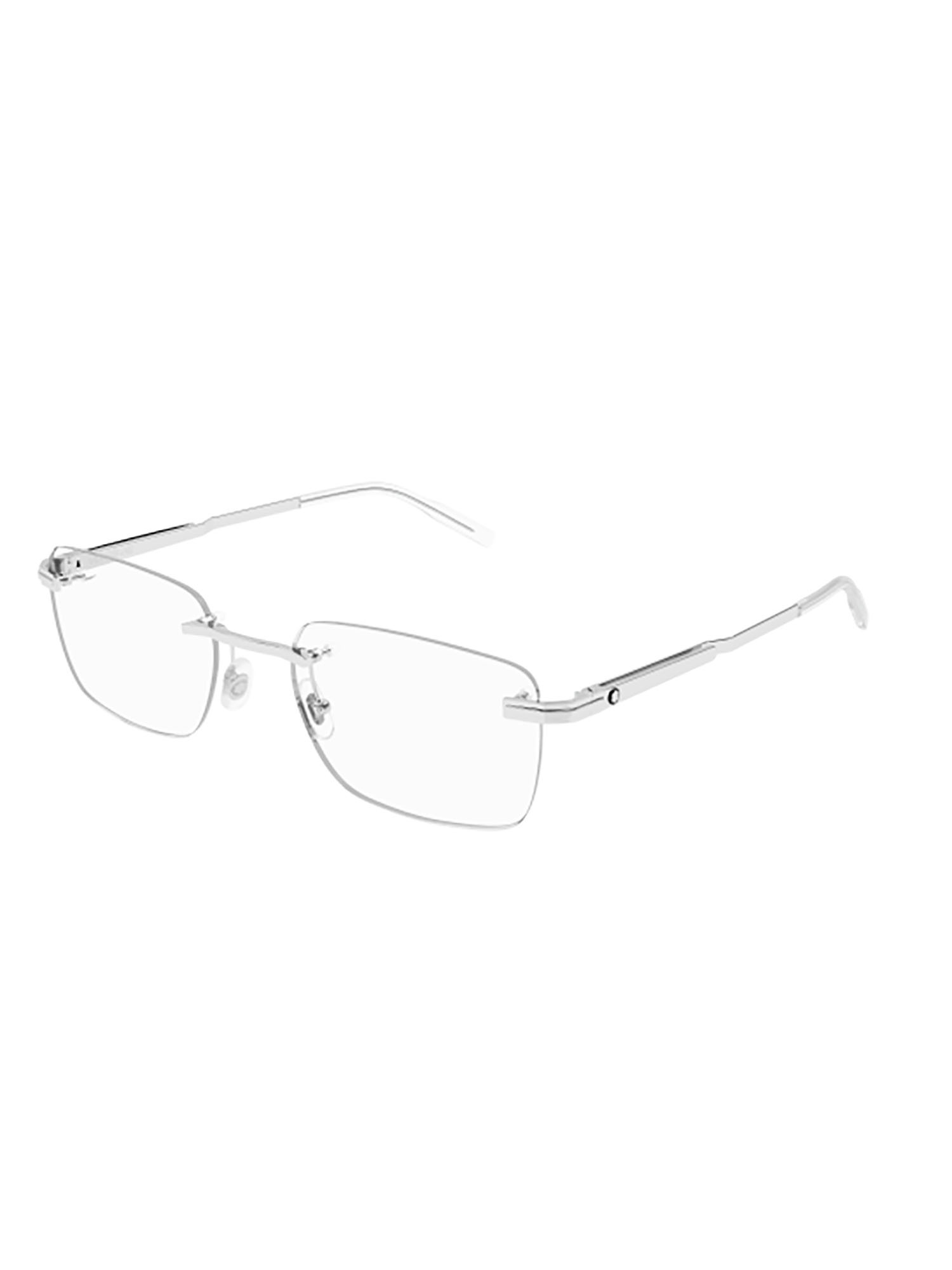 Montblanc Rimless Rectangle Frame Glasses In White