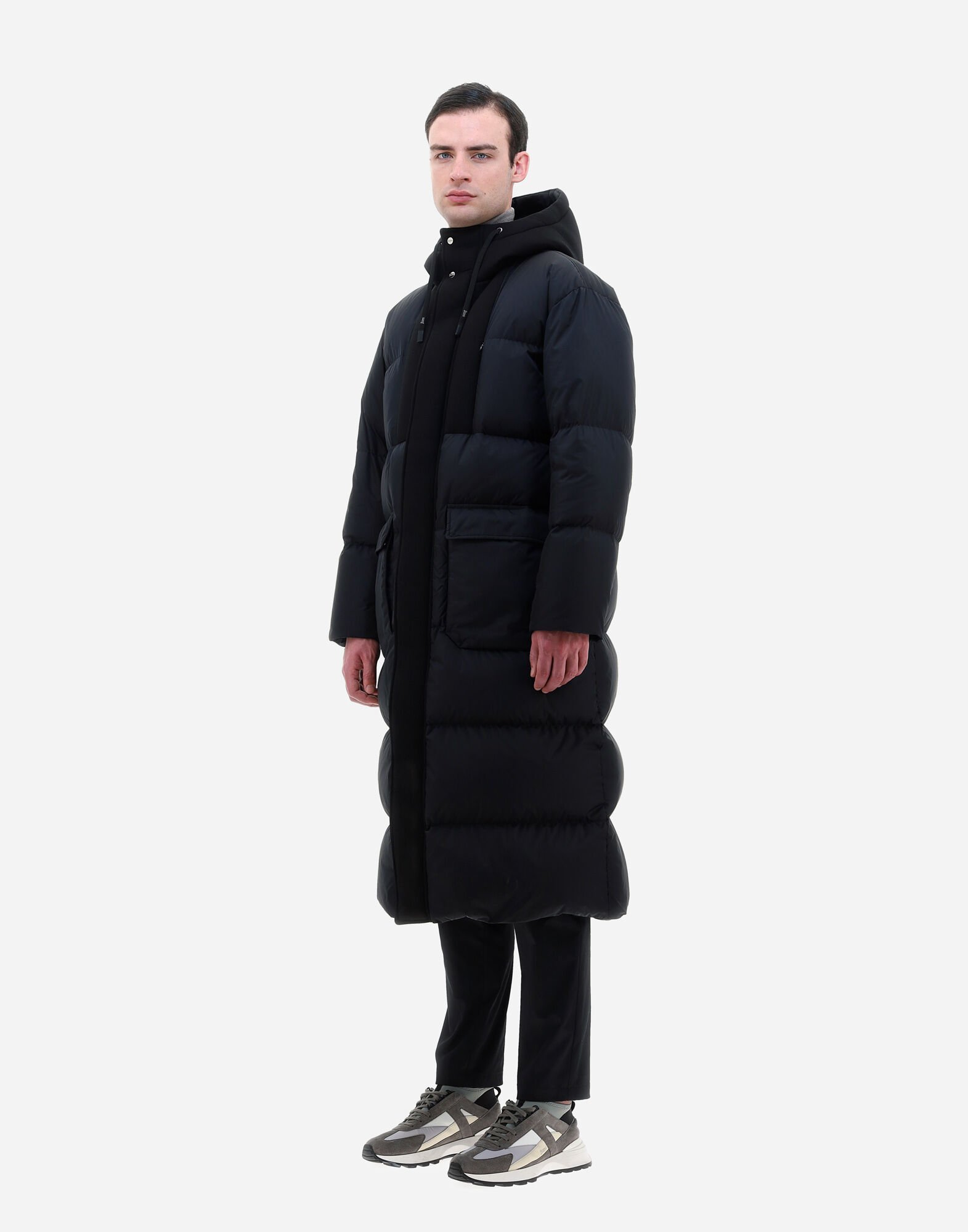 Herno Long-sleeved Hooded Cotton Suit In Black