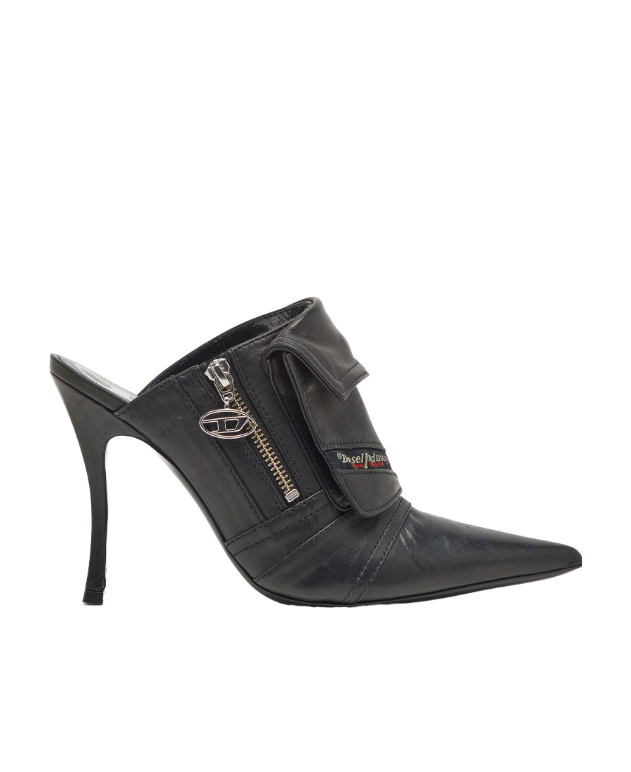 Diesel D-venus Pocket 100mm Leather Mules In Brown