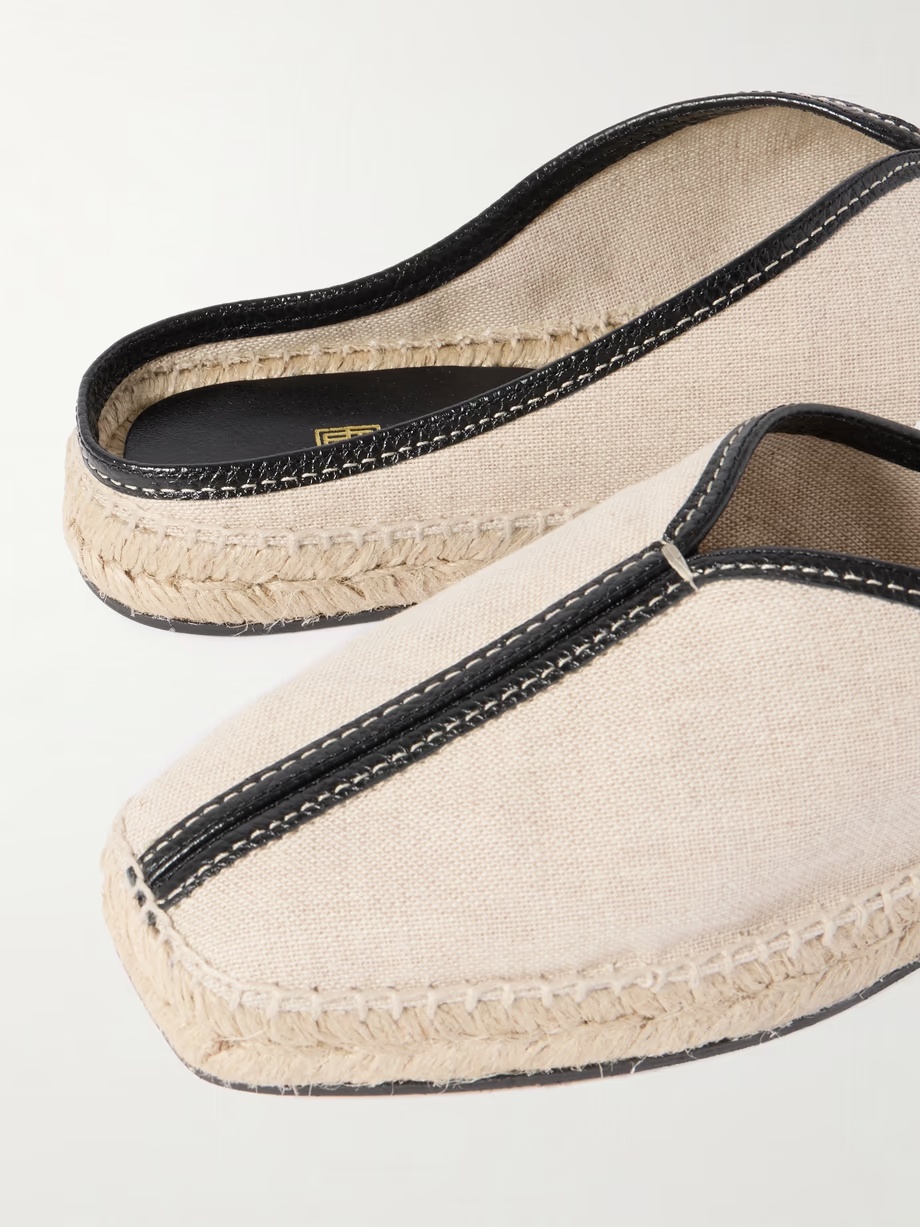 Totême Leather-trim Espadrille Slippers In Nude