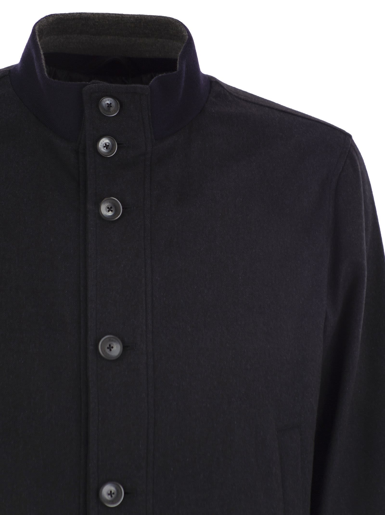 Herno Men Silk And Cashmere Bomber Jacket In Black