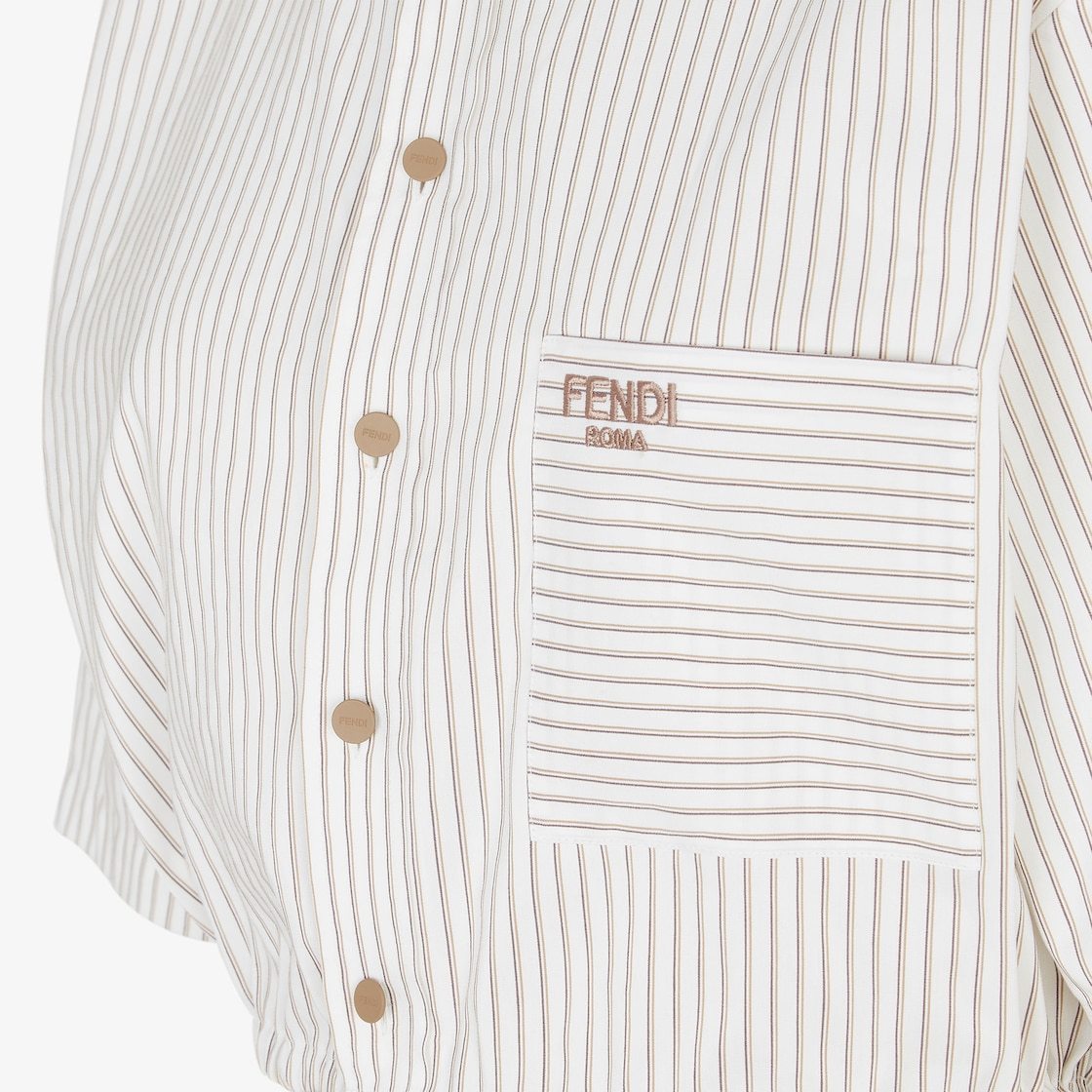 Fendi Striped Drawstring Hem Top With Chest Pocket In White