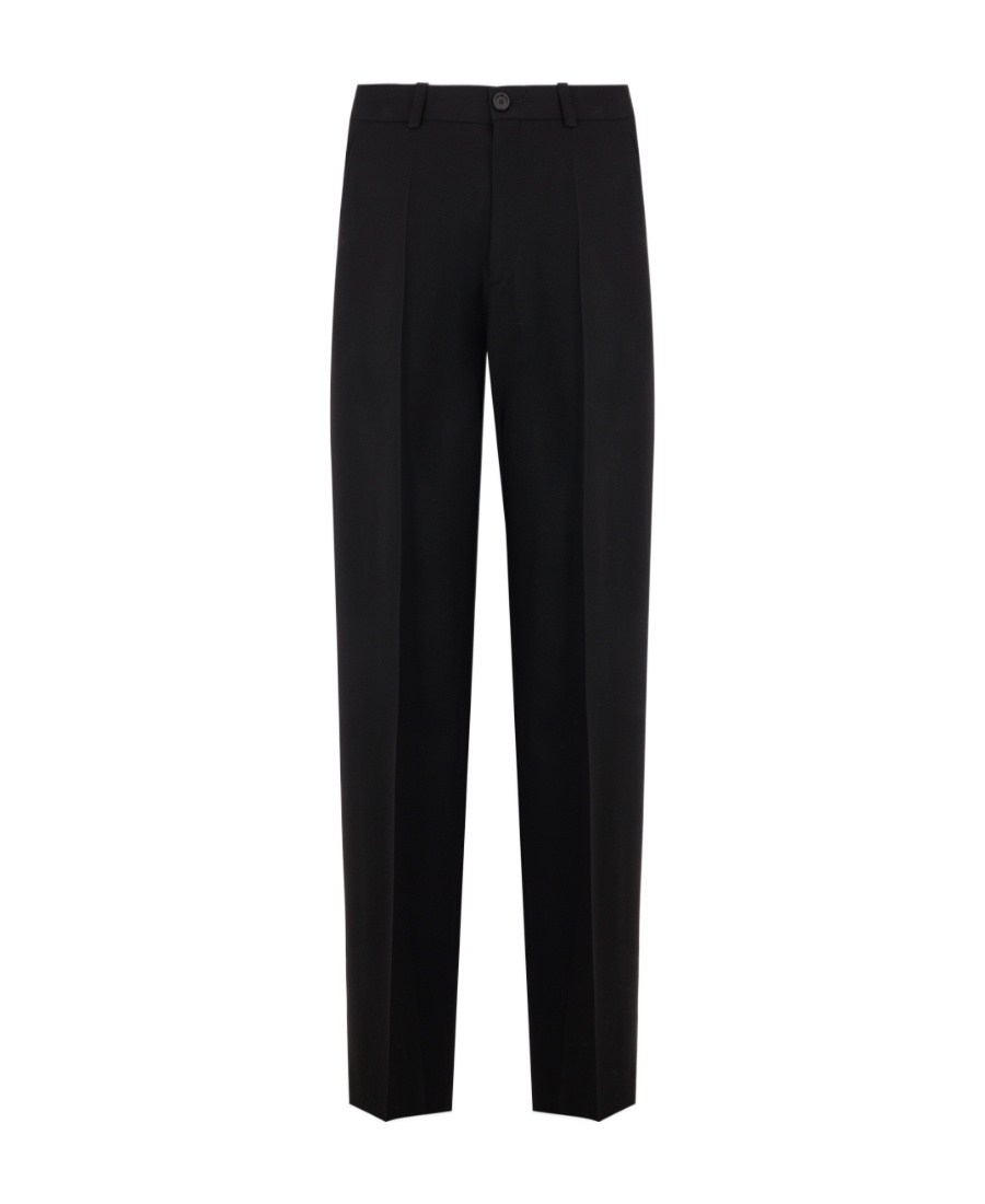 Shop Balenciaga Wide-leg Wool Trousers In Black