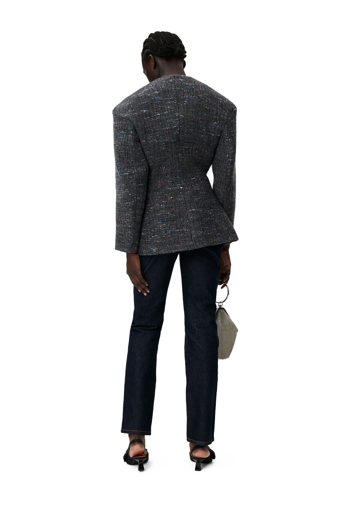 Ganni Fitted Wool Blazer In Black