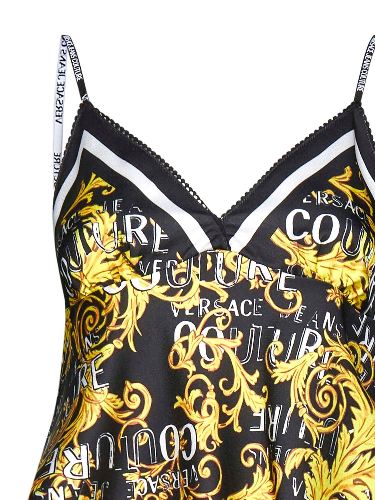 Versace Jeans Couture Logo Couture V-neck Tank Top In Gold