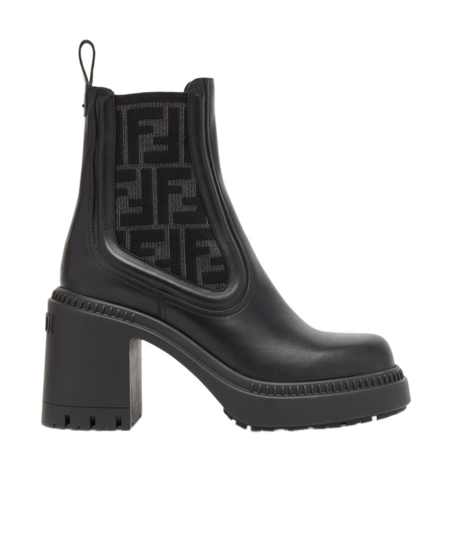 Fendi Black Domino Leather Boots In Black