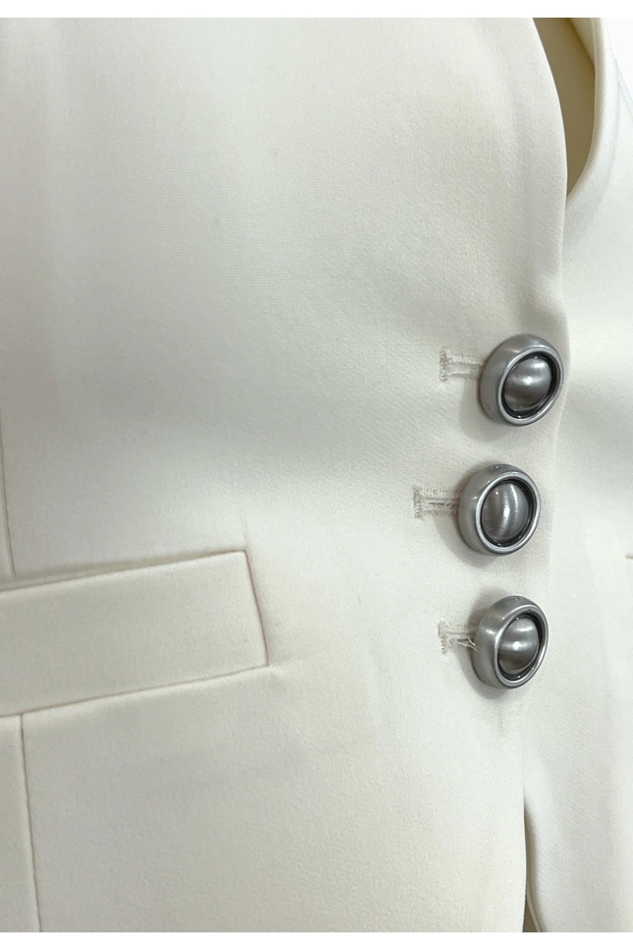 Pinko Halterneck Cropped Waistcoats Button Detailing In White