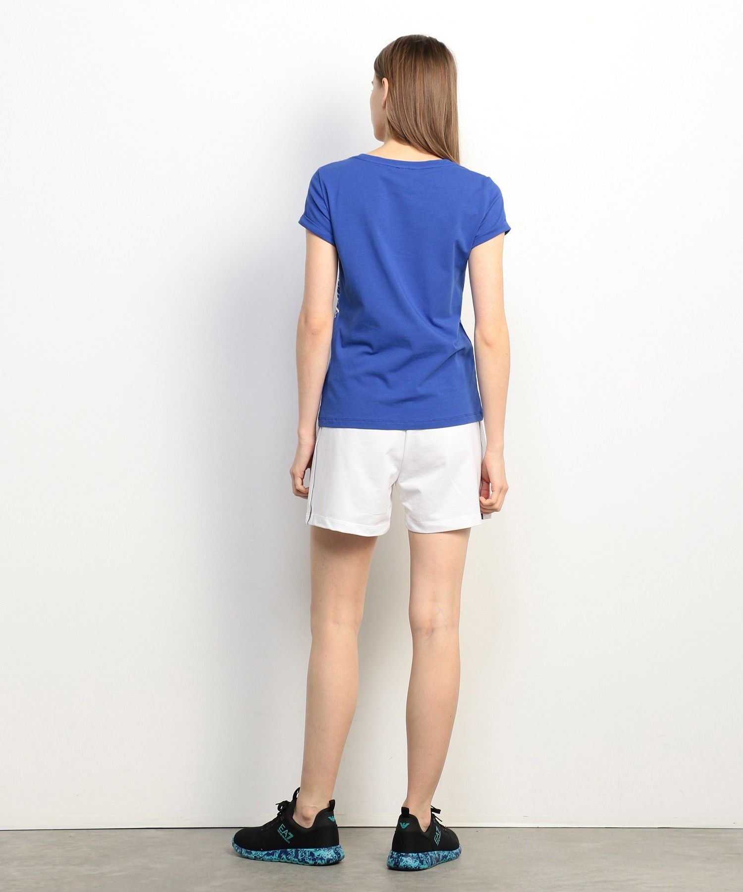 Shop Ea7 Logo Printed Sports Shorts In White