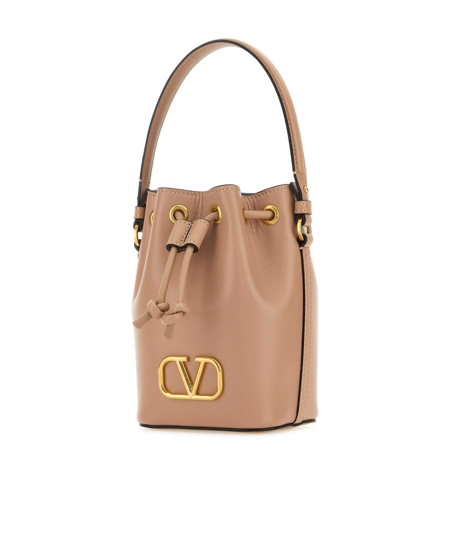 Valentino Vlogo Signature Drawstring Mini Bucket Bag In Nude