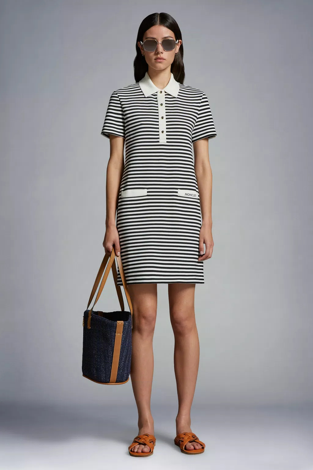 Moncler Polo Shirt Mini Dress In Black