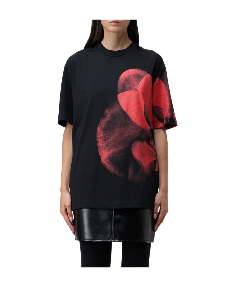 Alexander Mcqueen Loose Fit Cotton T-shirt With Graphic Print In Black