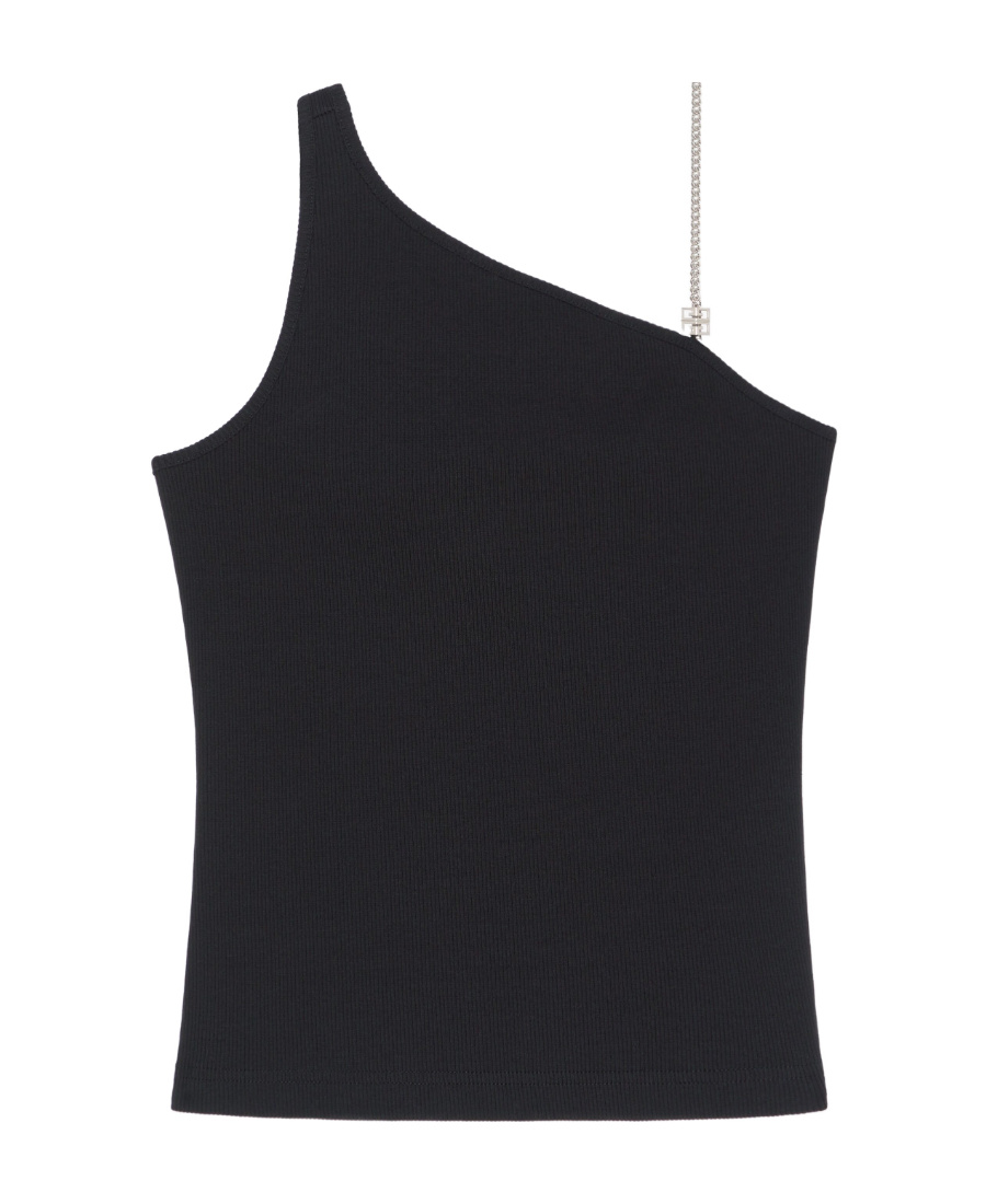 GIVENCHY ASYMMETRIC TOP IN COTTON WITH CHAIN DETAIL