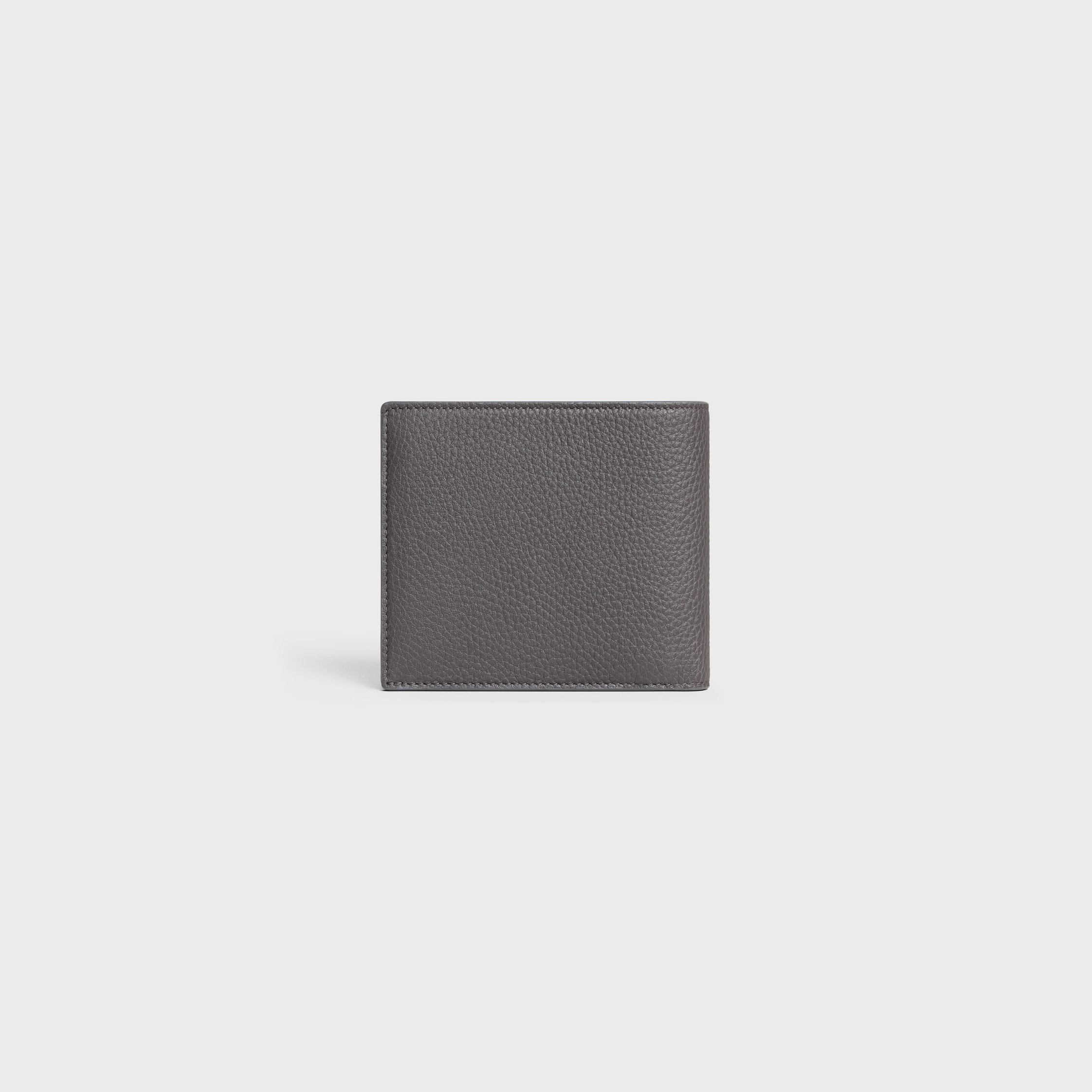 Celine Bi-fold Wallet In Grained Calfskin In Gray