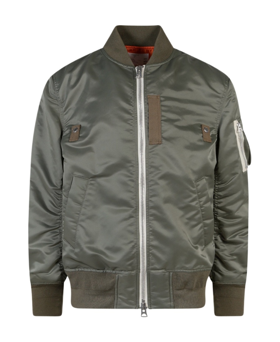 Sacai Khaki Nylon Twill Bomber Jacket In Green