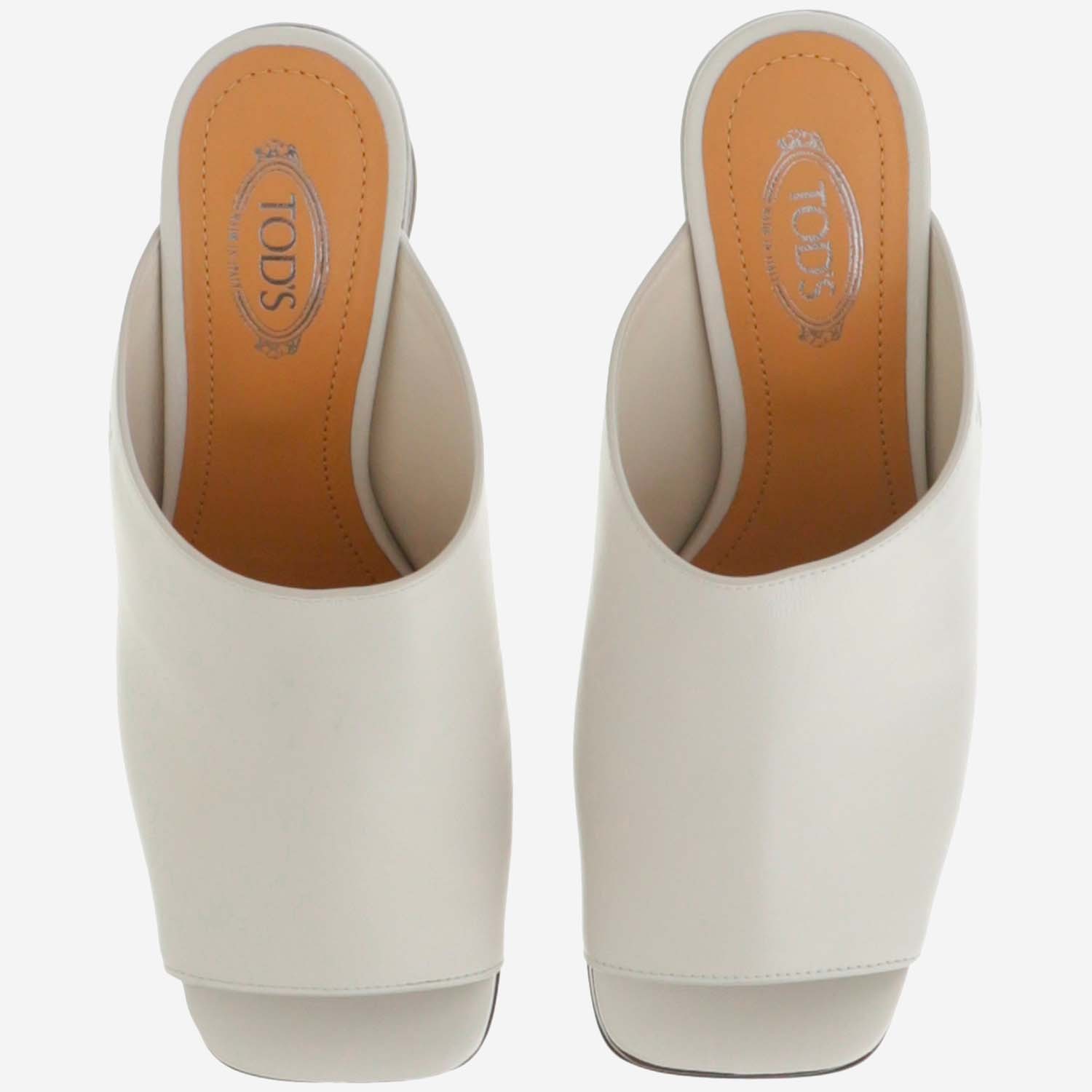 Tod's 95mm Sculpted-heel Leather Mules In White