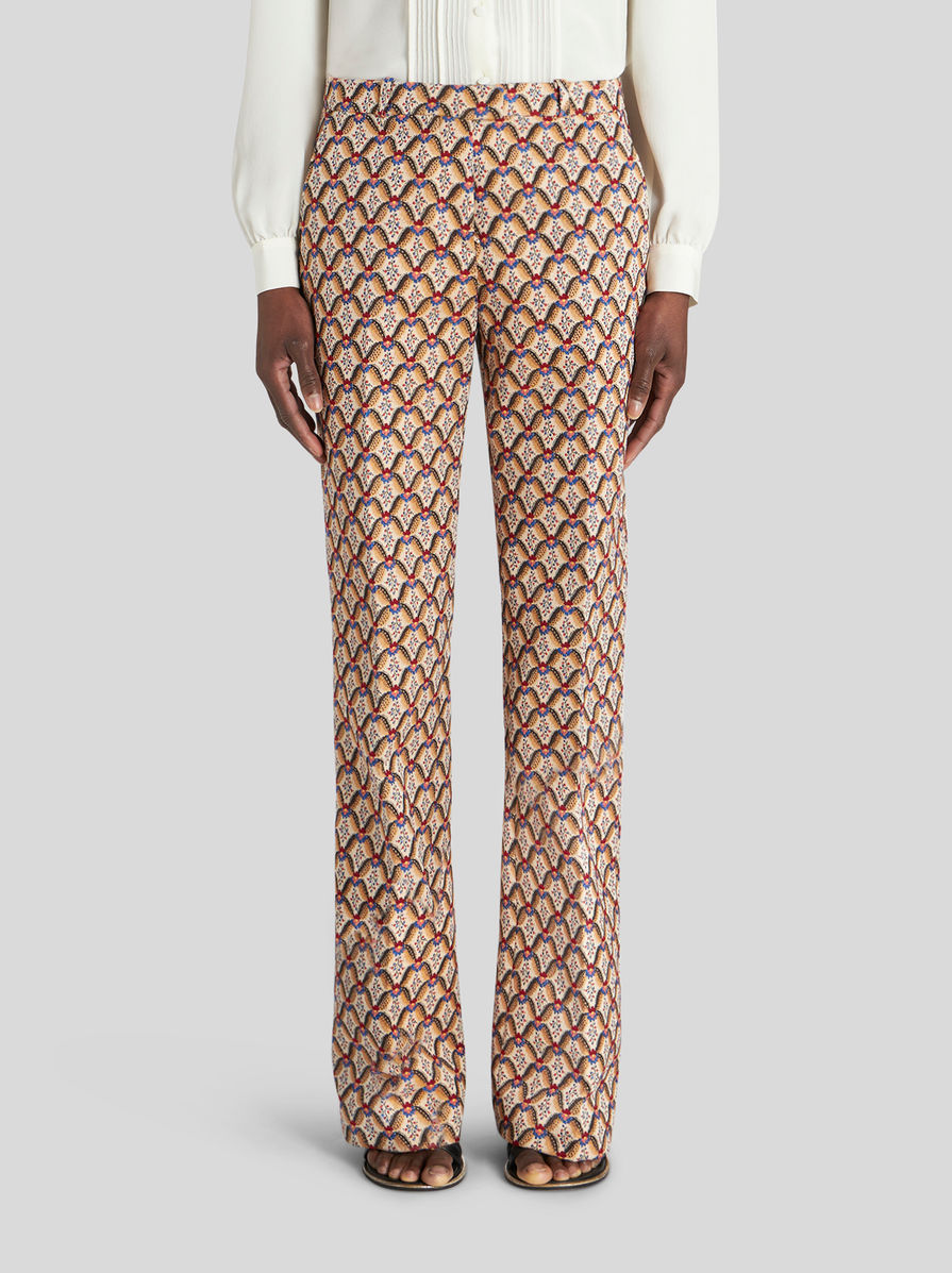 Etro Floralia -jacquard Trousers In Nude