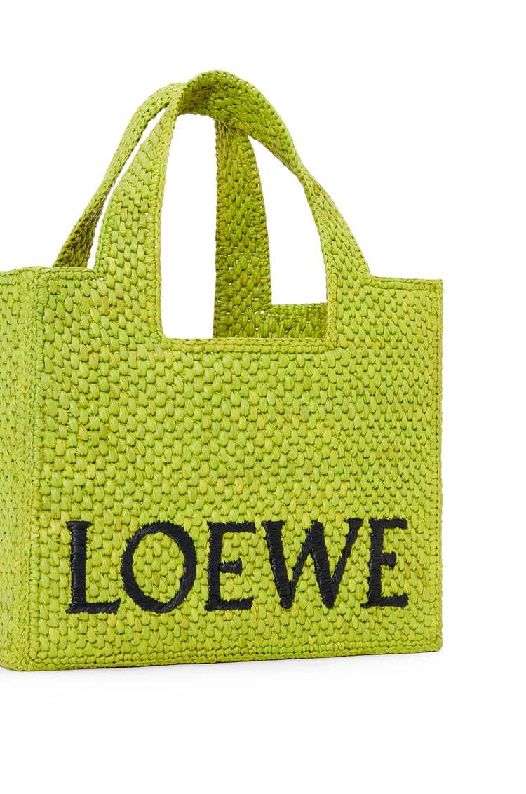 Loewe X Paula's Ibiza Font Logo Small Tote Bag In Raffia In Green