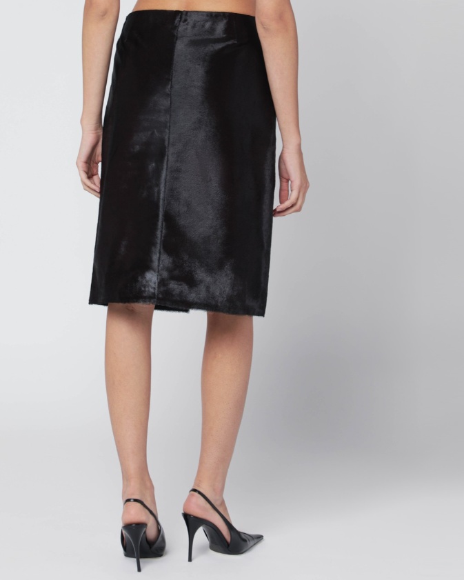 Loulou Studio Skirt In Pony-effect Leather In Black