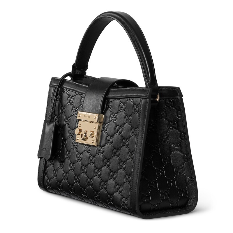 Gucci Padlock Medium Top Handle Bag In Black