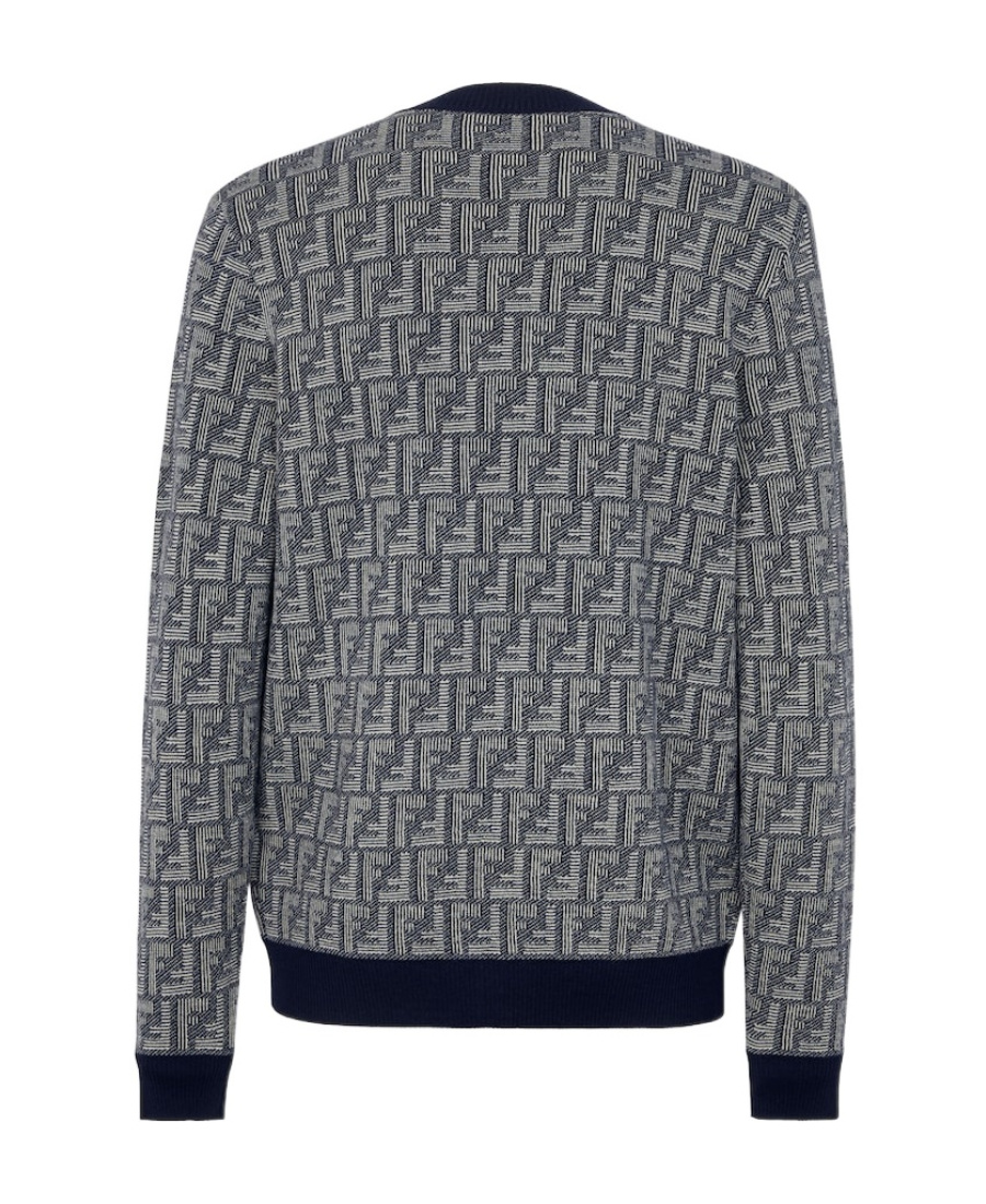 Fendi Monogrammed Buttoned Cardigan In Blue