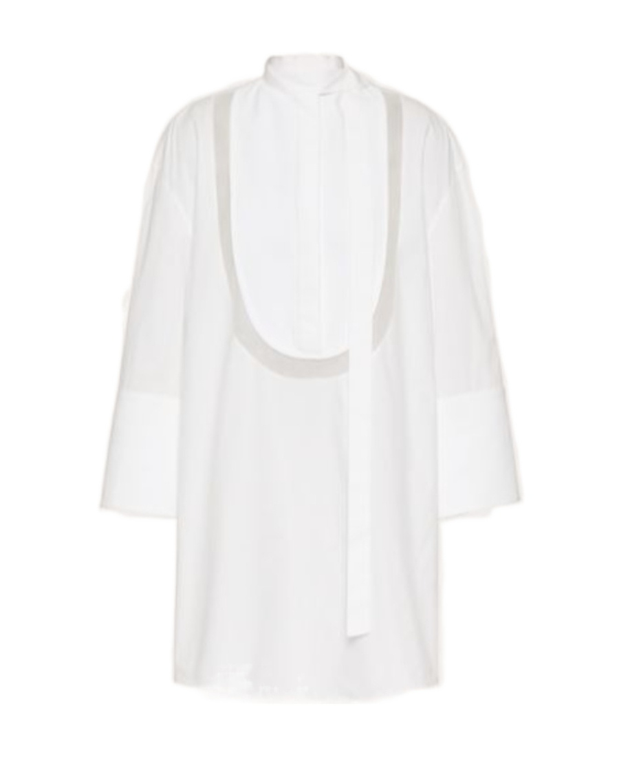 Valentino Side Neck Tie Fastening Blouse In White