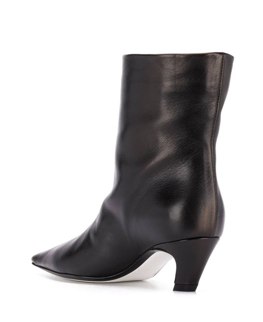 KHAITE SQUARE-TOED ANKLE BOOTS