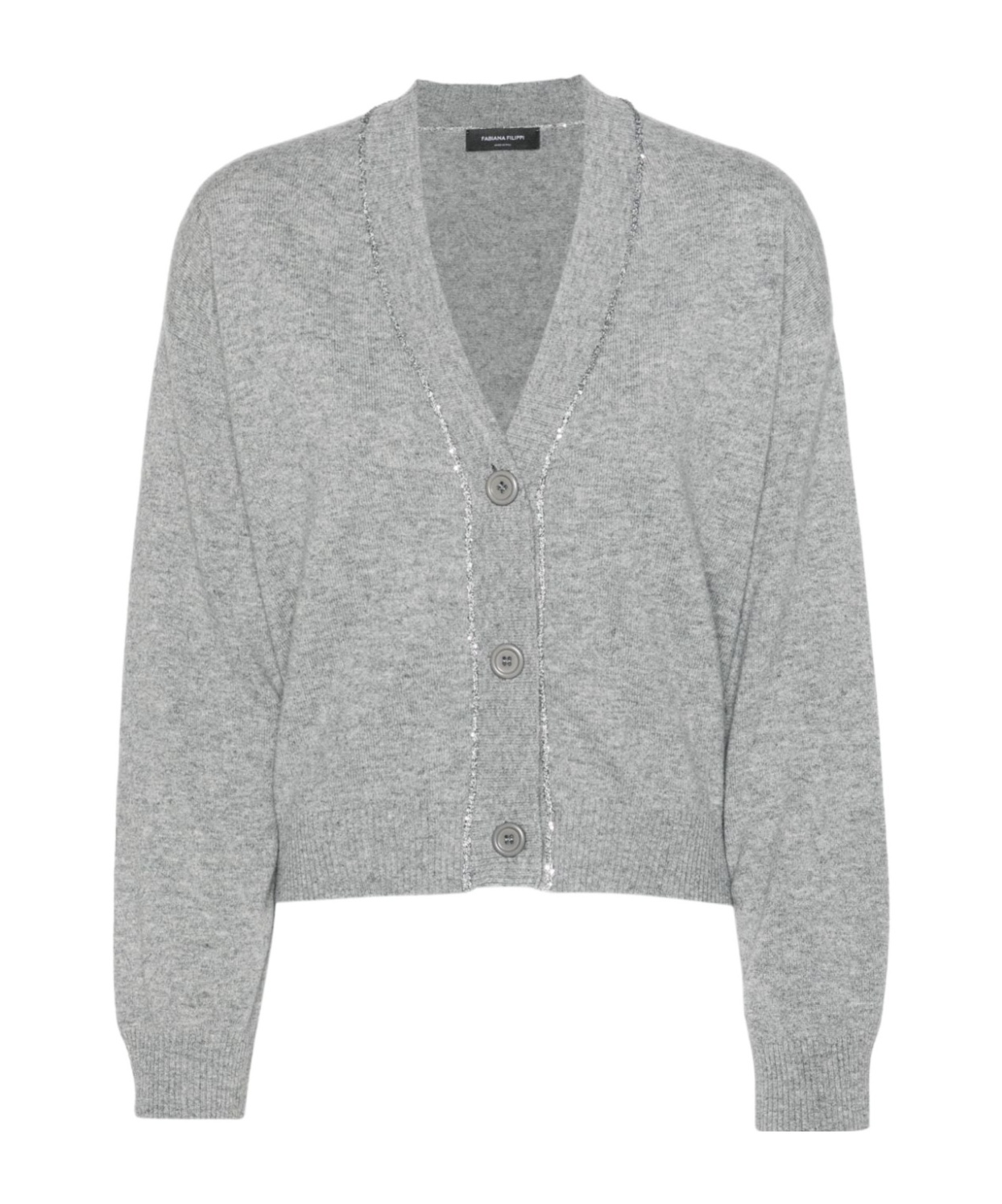 Fabiana Filippi Sequin-embellished Virgin Wool Blend Cardigan In Gray