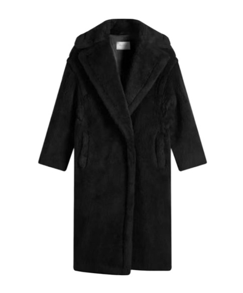Max Mara Hooded Coat With Belt In Black Wool In Black